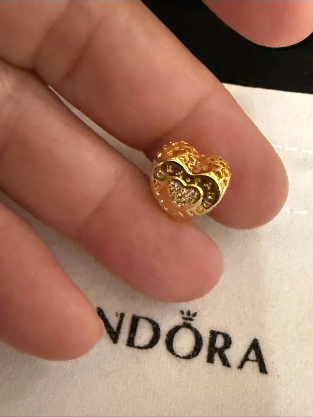 Pandora Gold Heart Pavé Charm